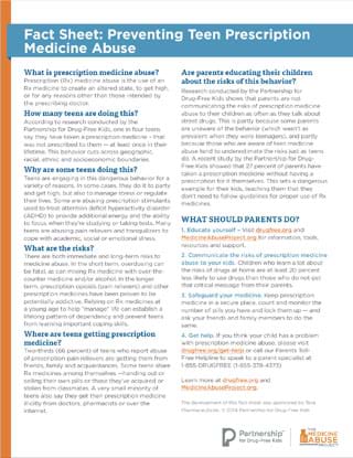 Preventing Teen Prescription Medicine Abuse Fact Sheet